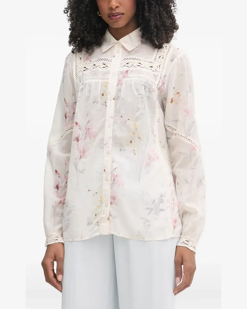 Fracomina floral-print crochet-trim shirt - Weiß Weiß