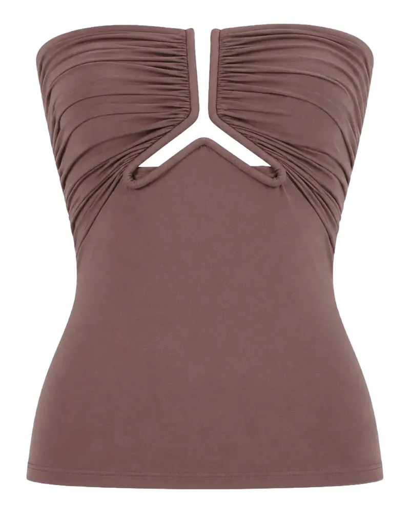 Rick Owens Gerafftes Oberteil mit Cut-Out - Braun Braun