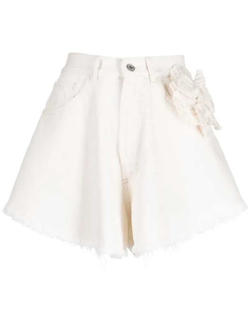Forte Couture Ausgefranste Jeans-Shorts - Weiß Weiß