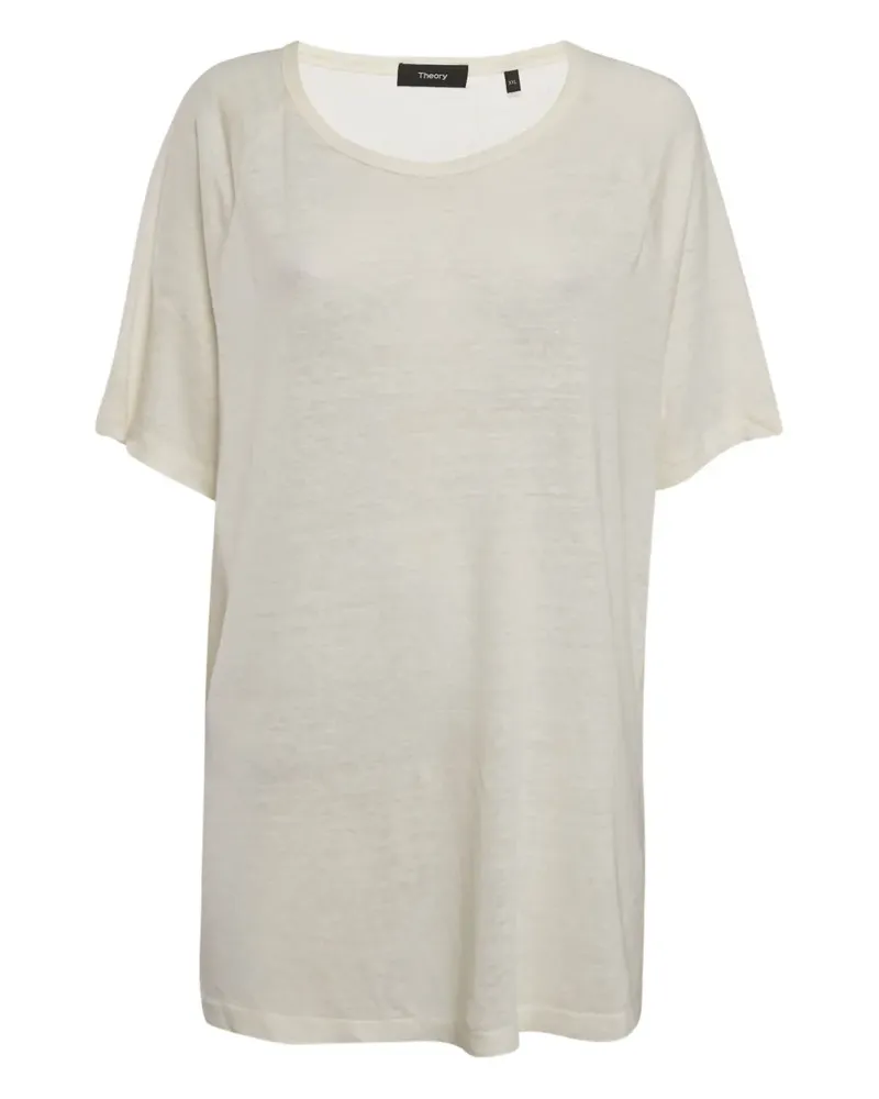 Theory T-Shirt aus Leinen - Weiß Weiß