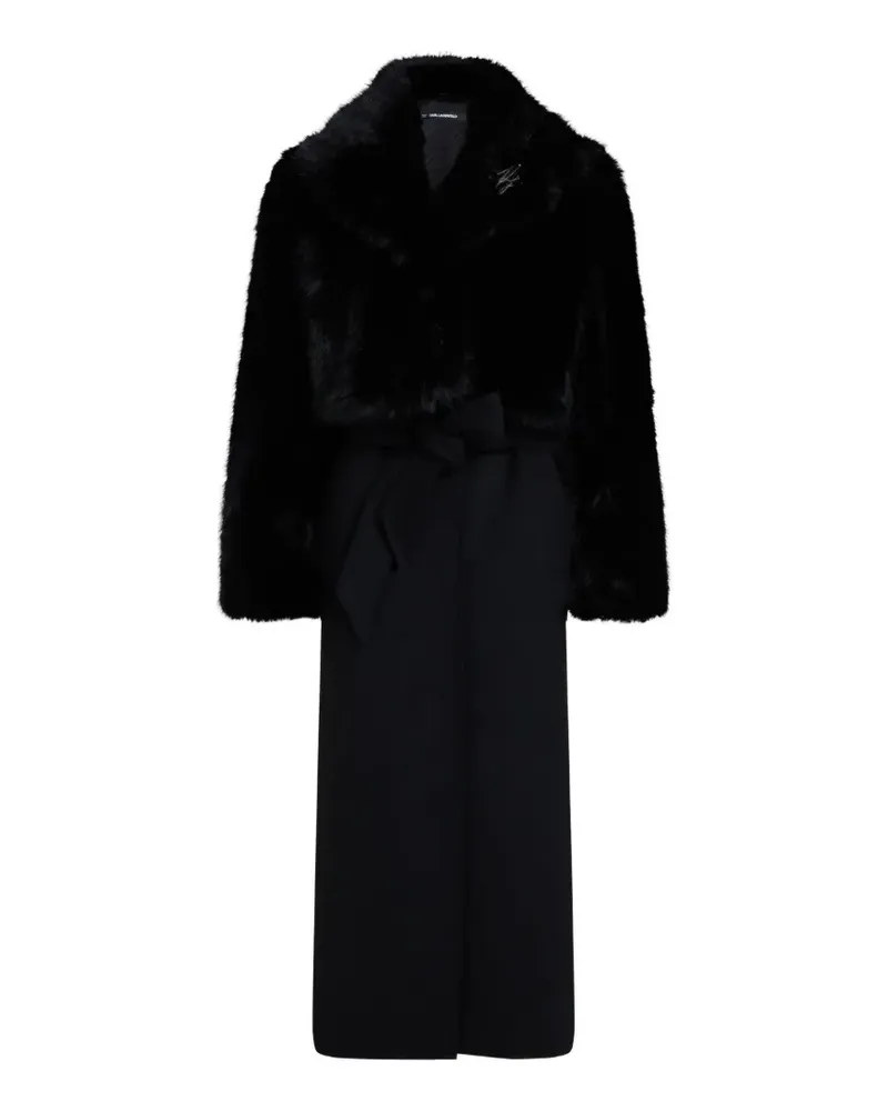 Karl Lagerfeld Faux-Fur-Mantel mit Gürtel - Schwarz Schwarz
