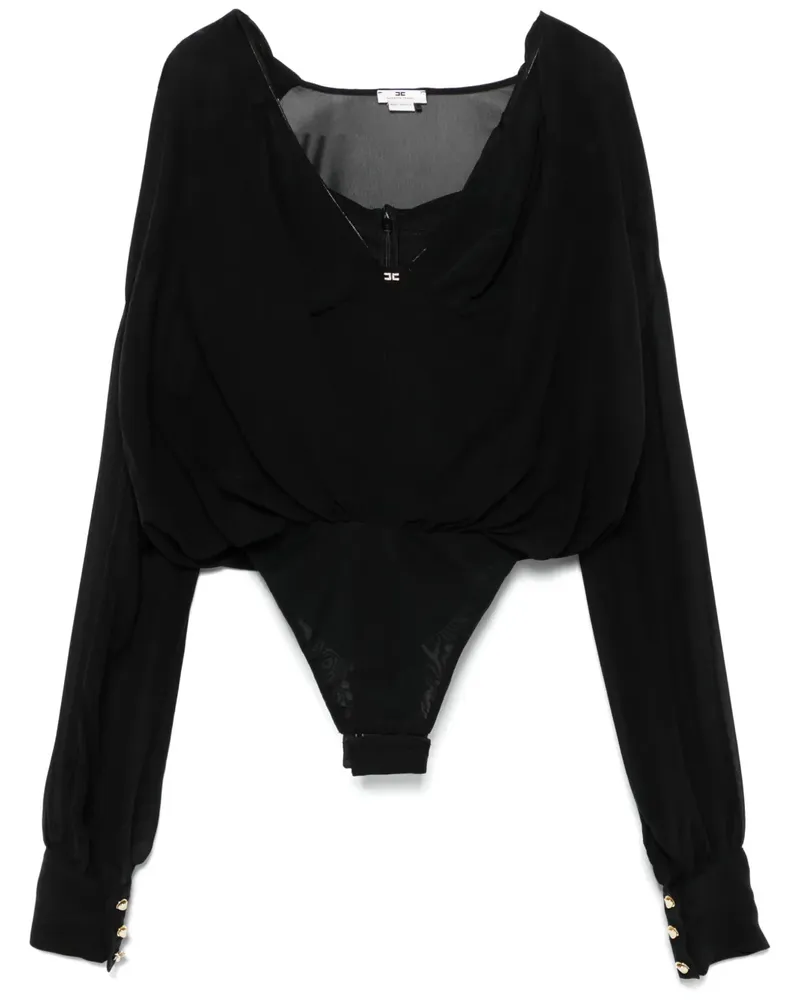 Elisabetta Franchi Georgette-Body aus Seide - Schwarz Schwarz