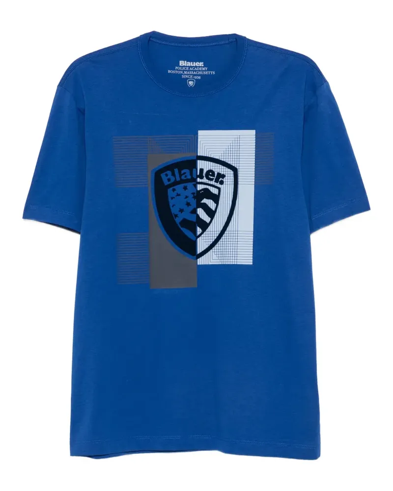Blauer T-Shirt mit grafischem Print Blau