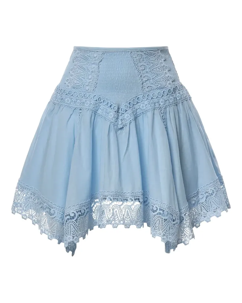 Charo Ruiz Taléa guipure lace-trim shirred mini skirt - Blau Blau