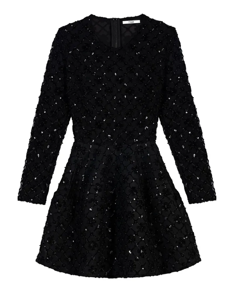 Maje Minikleid mit Pailletten - Schwarz Schwarz