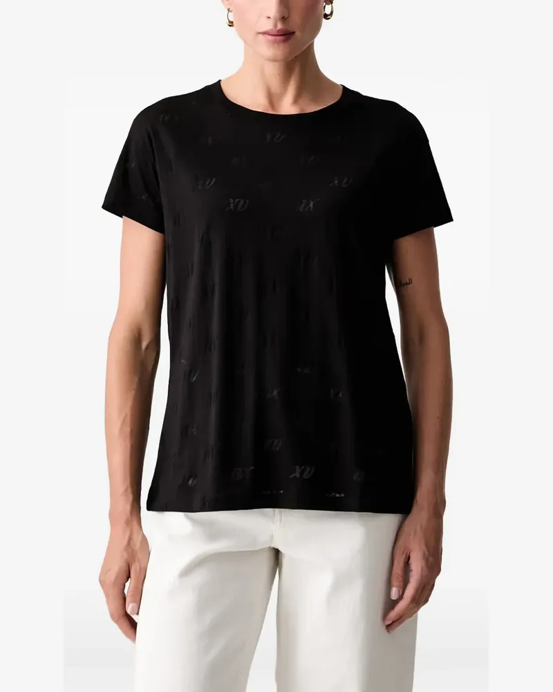 Armani Exchange T-Shirt mit GG Devoré-Effekt - Schwarz Schwarz