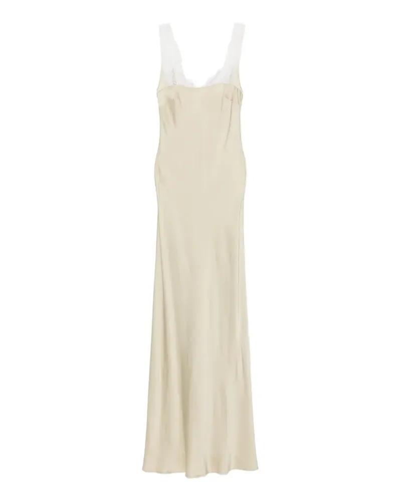 forte_forte Satin-Maxikleid mit Spitze - Nude Nude