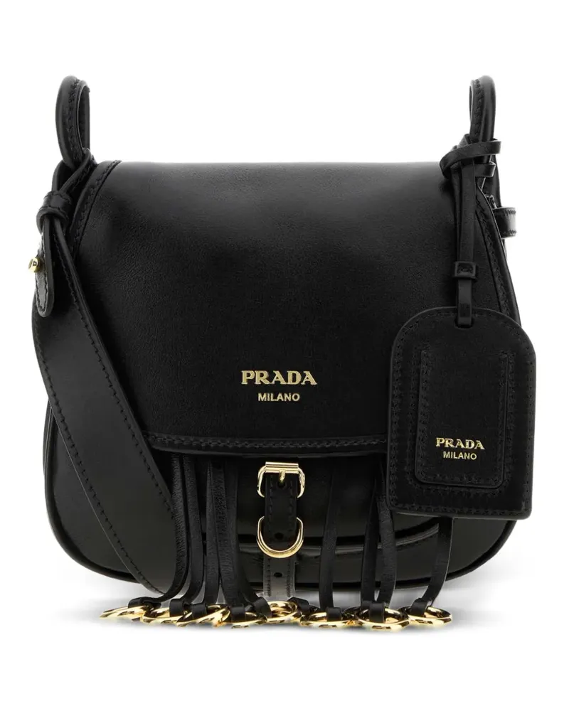 Prada Schultertasche mit Fransen - Schwarz Schwarz