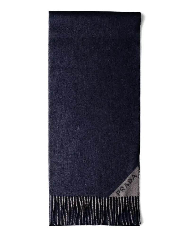 Prada Jacquard-Schal mit Fransensaum - Blau Blau