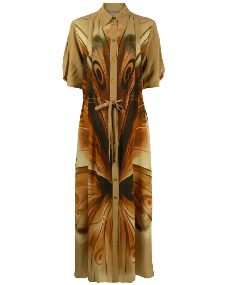 Alberta Ferretti Hemdkleid mit abstraktem Print - Nude Nude