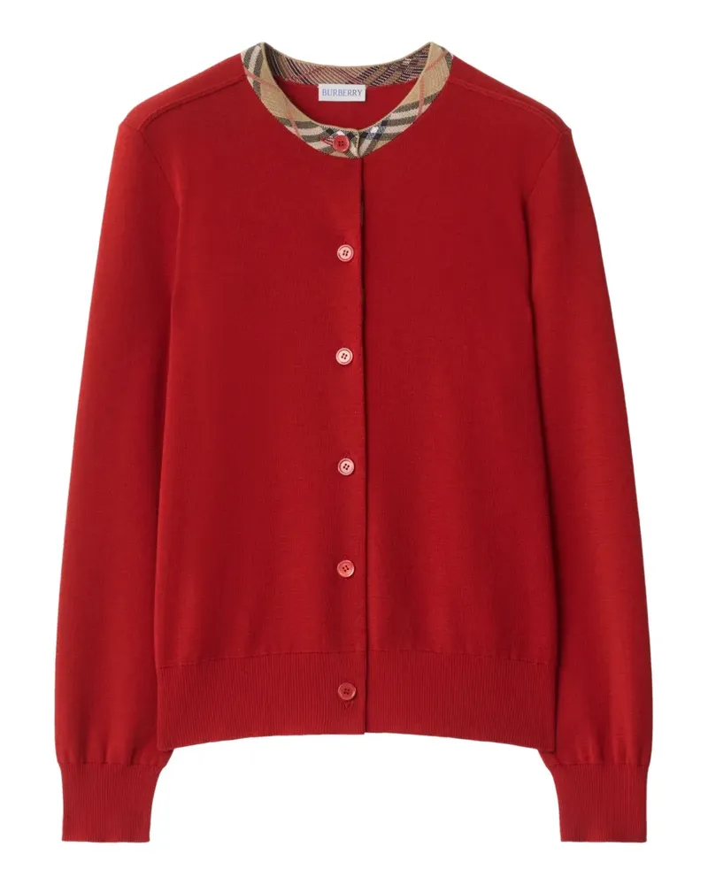 Burberry Wollcardigan mit karierten Borten - Rot Rot