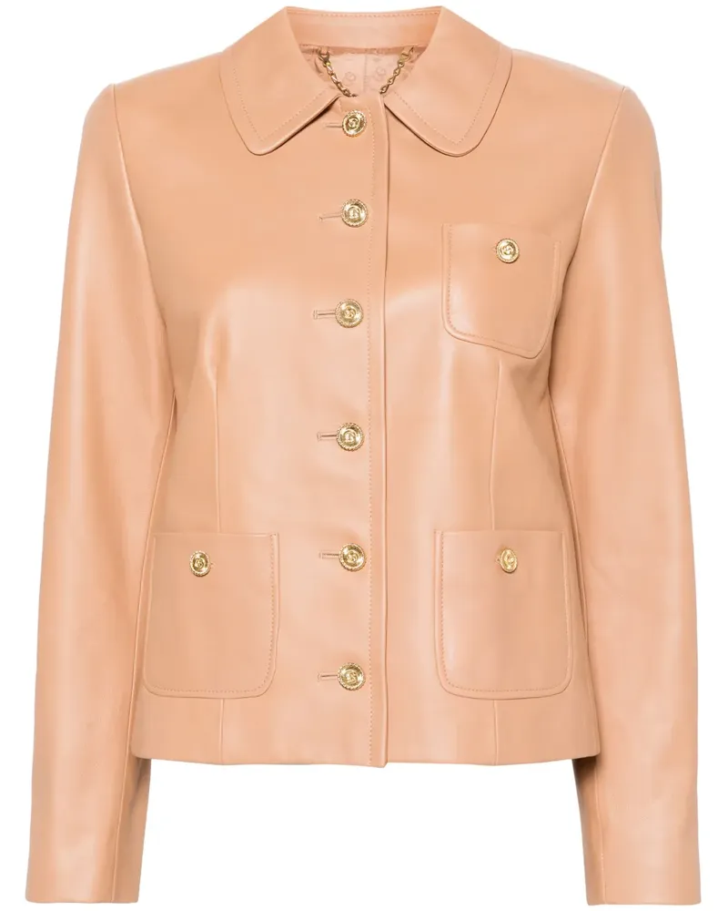 Gucci Lederjacke mit Logo-Knöpfen - Rosa Rosa