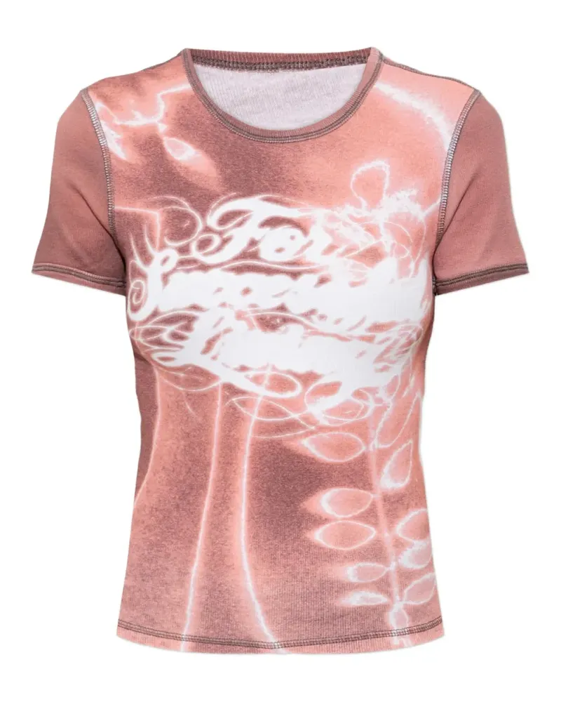 Diesel graphic-print ribbed-knit T-shirt - Rosa Rosa