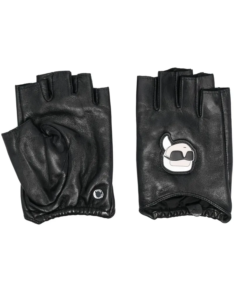 Karl Lagerfeld Fingerlose Ikonik Handschuhe - Schwarz Schwarz