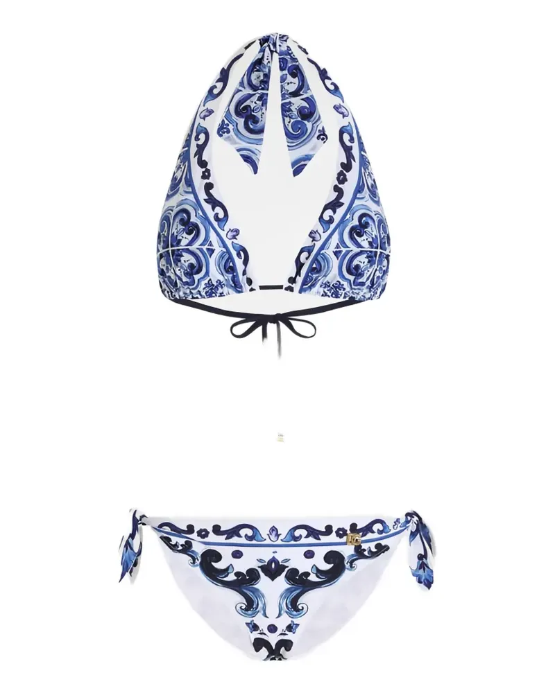 Dolce & Gabbana Triangel-Bikini mit DG-Logo - Weiß Weiß