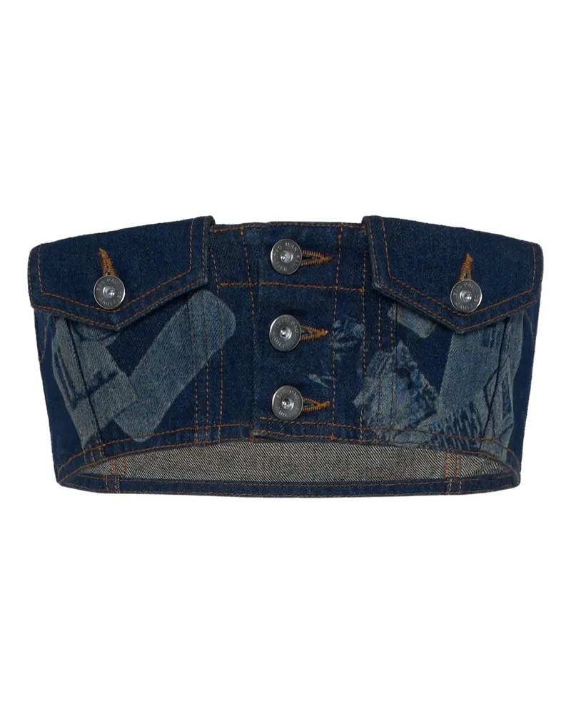 Jean Paul Gaultier Oberteil mit Trompe-l'œil-Print - Blau Blau