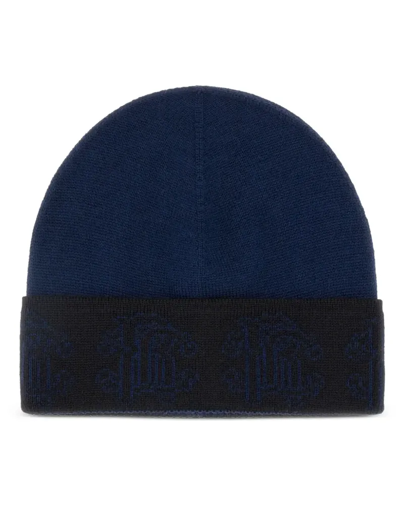 Roberto Cavalli Beanie mit Logo-Intarsie - Blau Blau