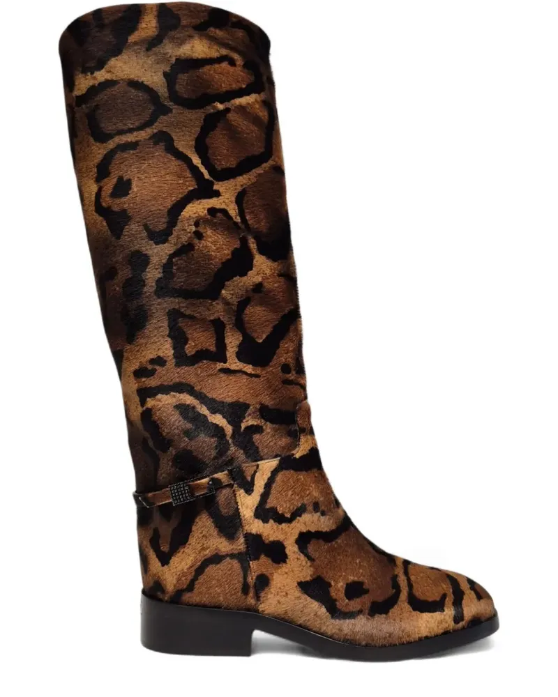 Le Silla Stiefel mit Animal-Print - Braun Braun