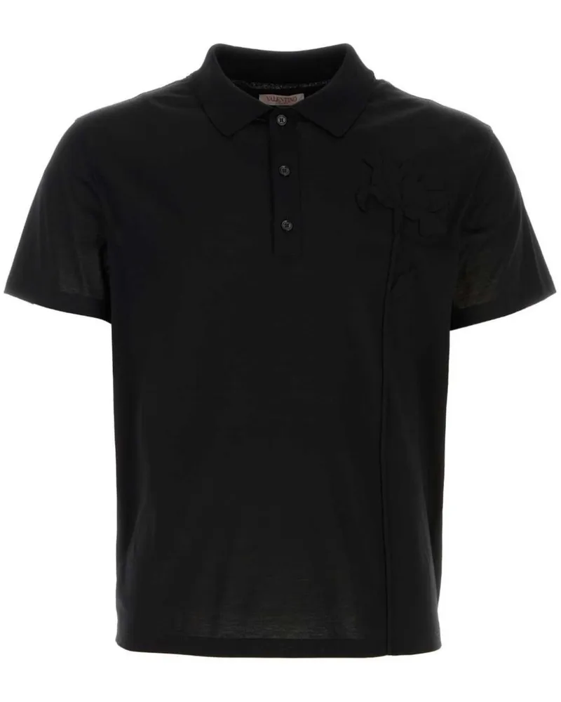 Valentino Garavani Poloshirt mit Blumenstickerei - Schwarz Schwarz