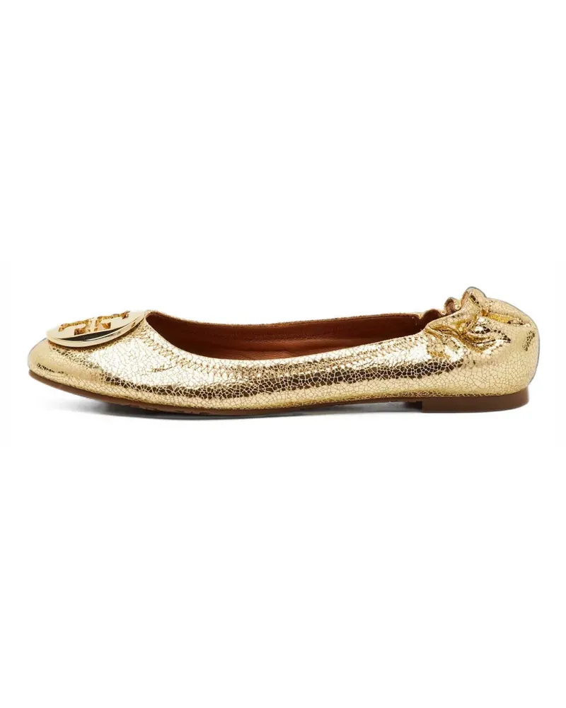 Tory Burch Minnie logo-plaque ballet flats - Gold Gold