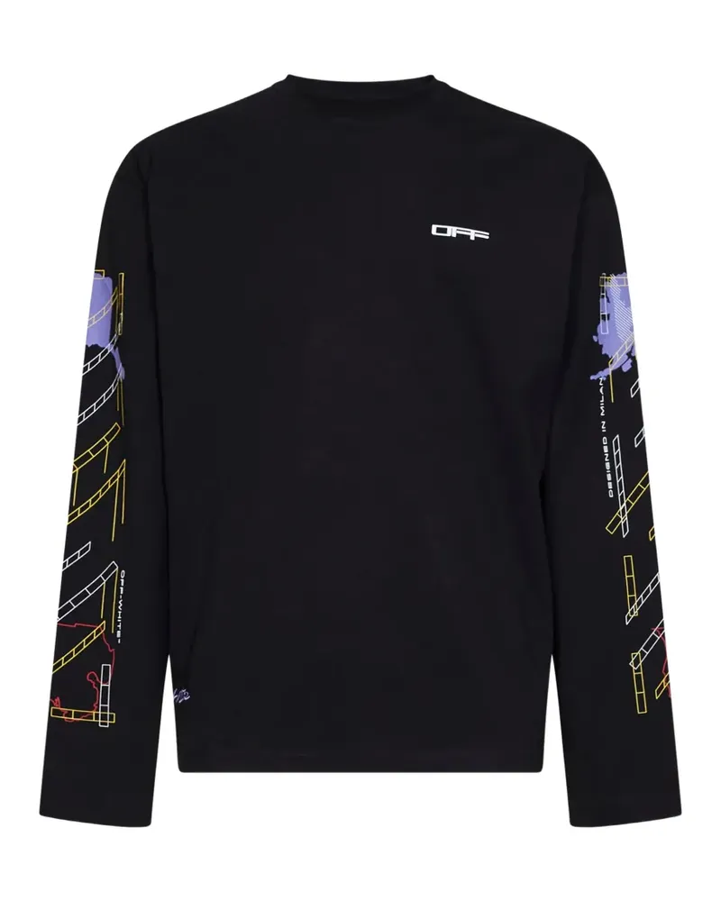 OFF-WHITE Archigeography Arrow Langarmshirt - Schwarz Schwarz
