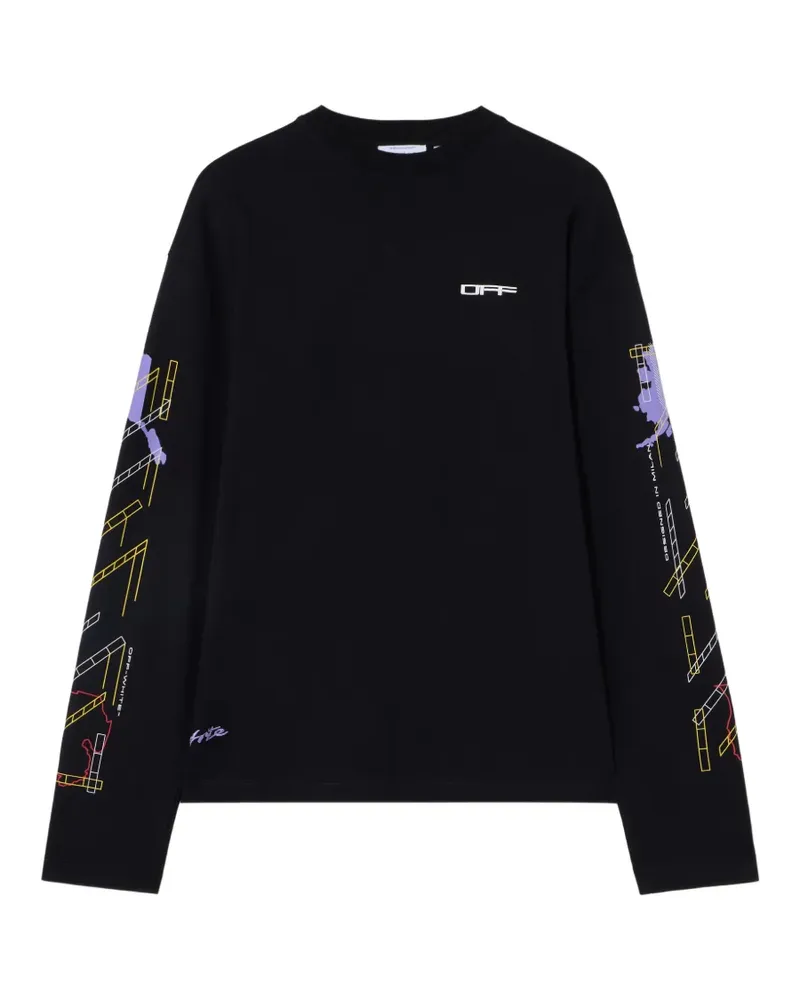 OFF-WHITE Archigeography Arrow Langarmshirt - Schwarz Schwarz