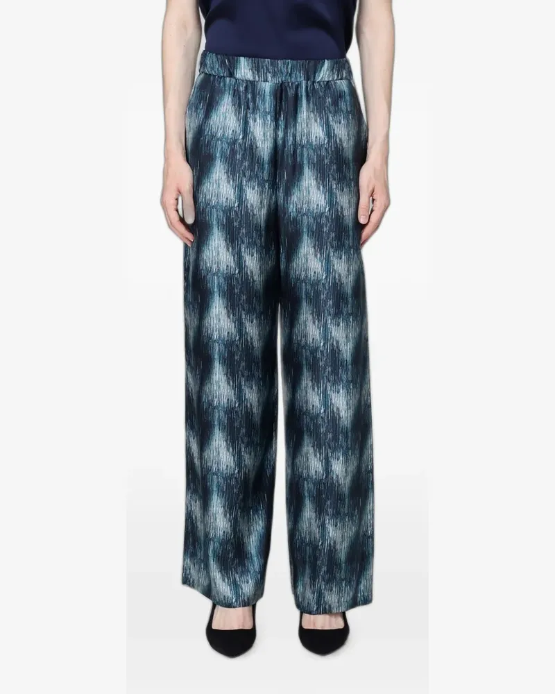 Max Mara printed silk palazzo pants - Blau Blau