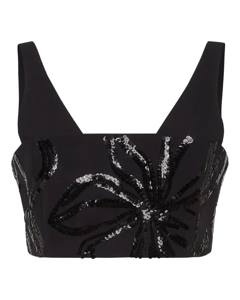 Brunello Cucinelli Paillettenoberteil mit Blumenmotiv - Schwarz Schwarz