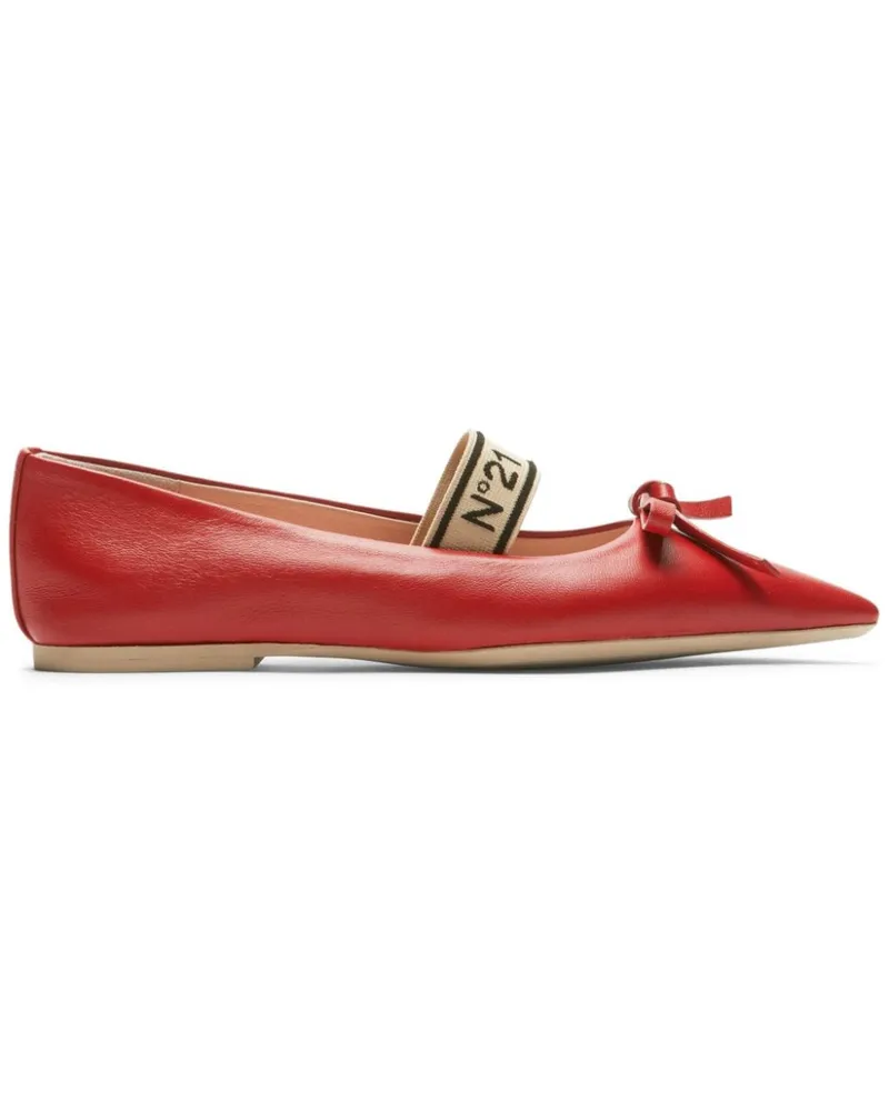 N° 21 bow leather ballerina shoes Rot