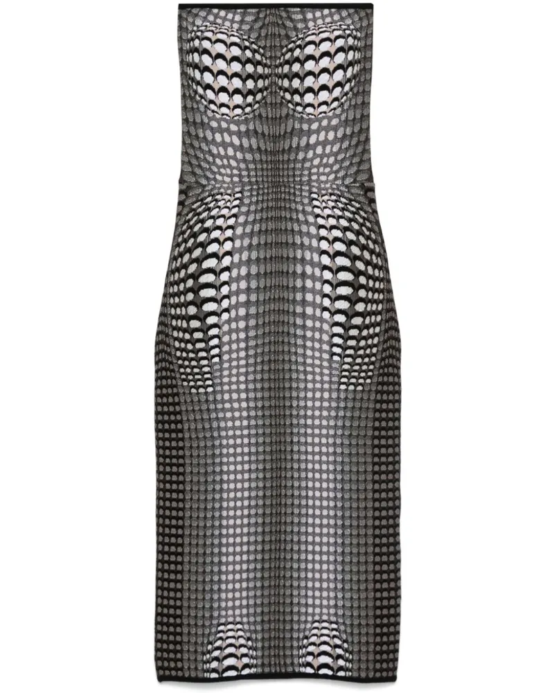 Marine Serre Jacquard-Midikleid mit Mond-Print - Schwarz Schwarz