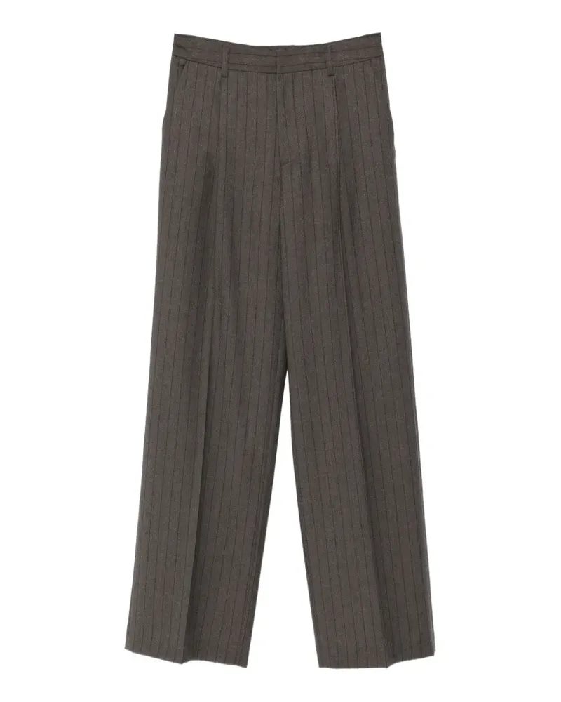 PT TORINO Bundfaltenhose mit Nadelstreifen - Braun Braun