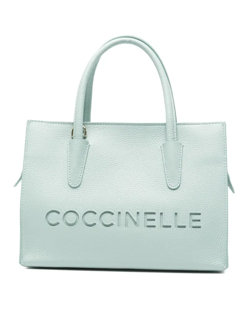 Coccinelle debossed-logo leather tote bag - Blau Blau