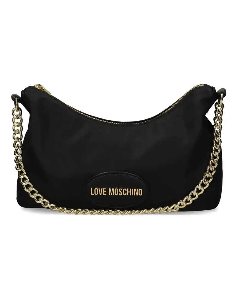 Moschino Schultertasche mit Logo-Patch - Schwarz Schwarz