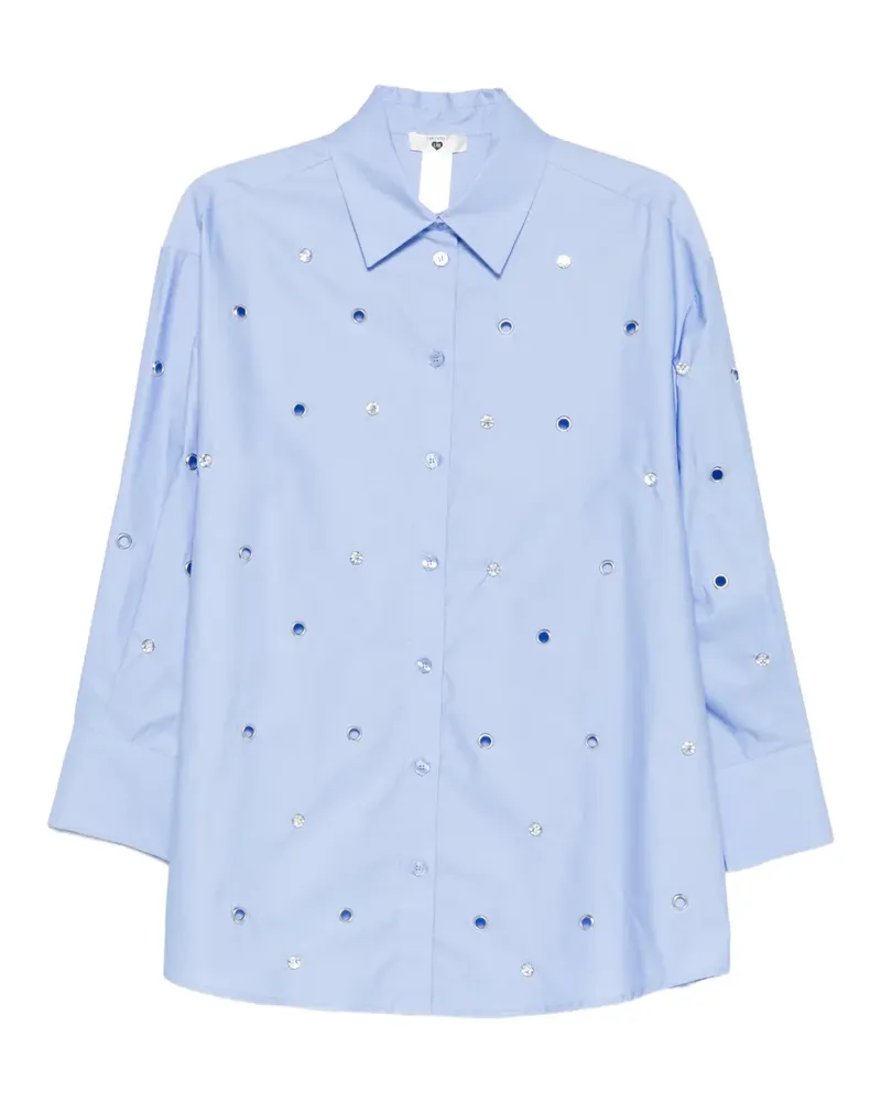 Twin-Set crystal-embellished eyelet shirt - Blau Blau