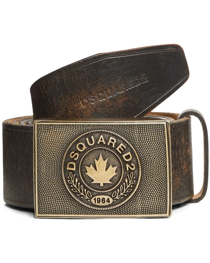 Dsquared2 Ledergürtel mit Logo-Schild - Braun Braun