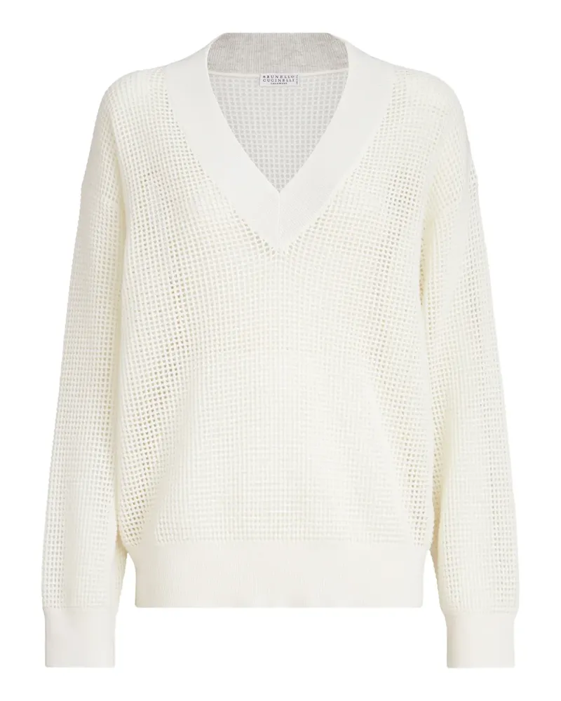 Brunello Cucinelli Pullover mit V-Ausschnitt - Weiß Weiß