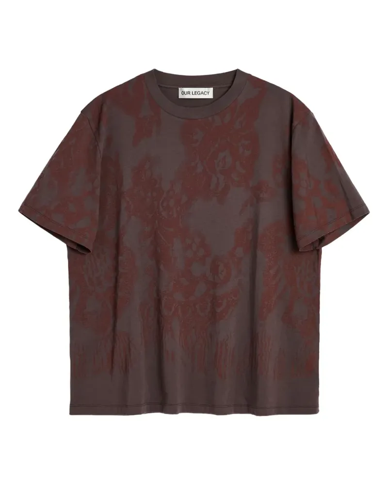 Our Legacy Box T-Shirt mit Blumen-Print - Braun Braun