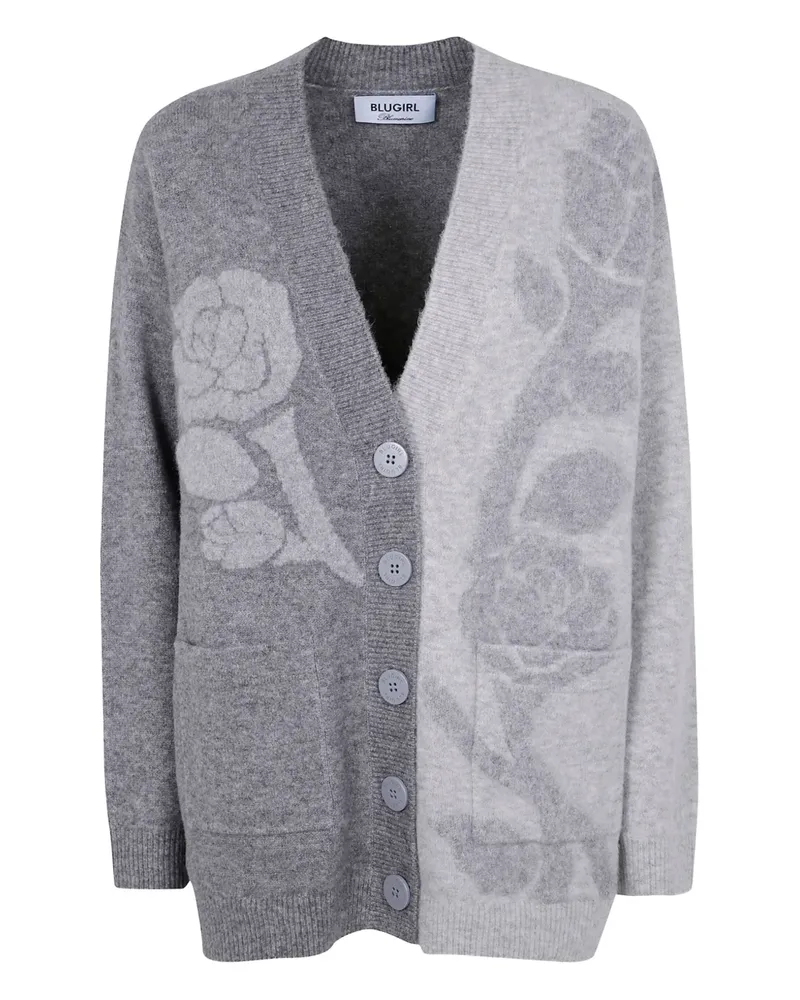 Blumarine rose-embellished cardigan - Grau Grau
