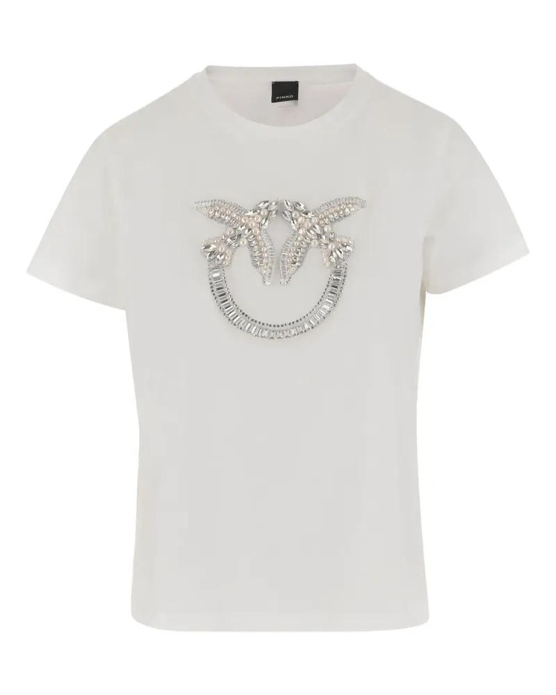 Pinko T-Shirt mit Kristallen - Weiß Weiß