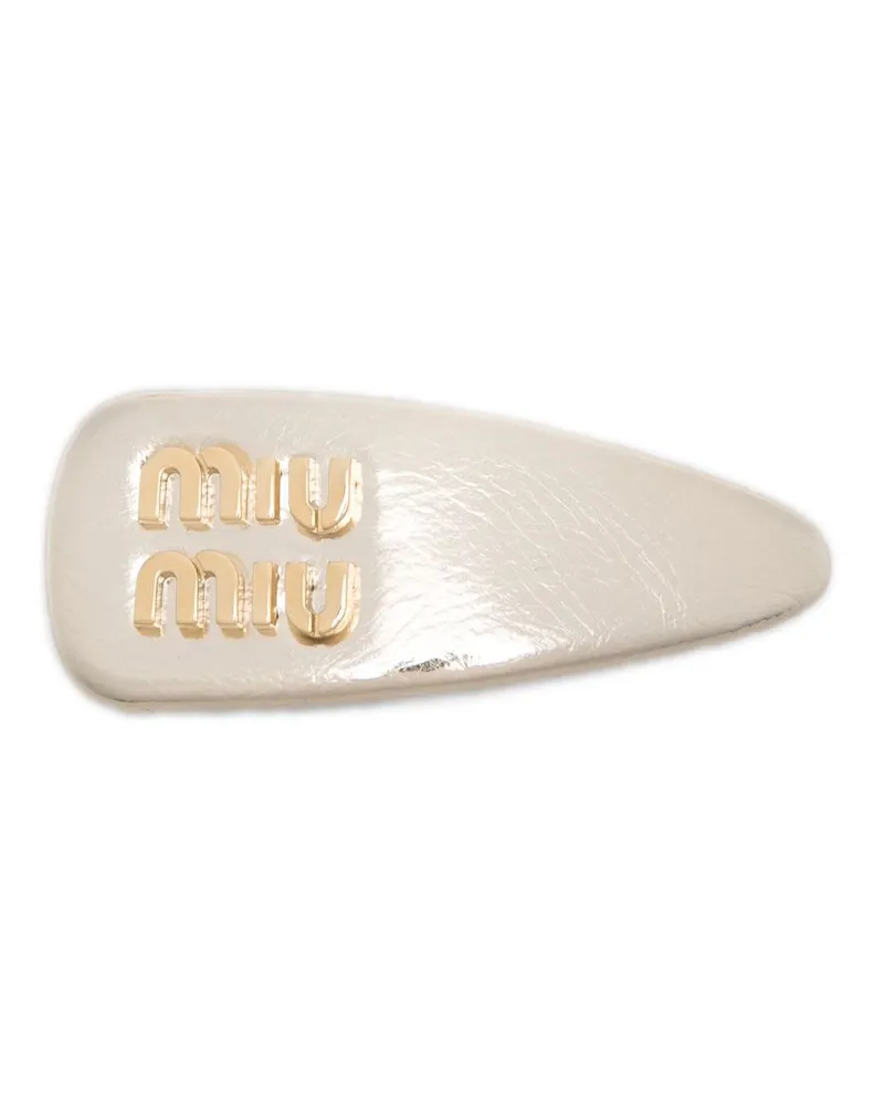 Miu Miu Haarspange aus Lackleder - Gold Gold