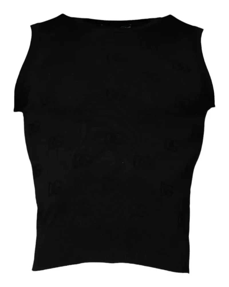 Dolce & Gabbana Ärmelloses T-Shirt mit DG - Schwarz Schwarz