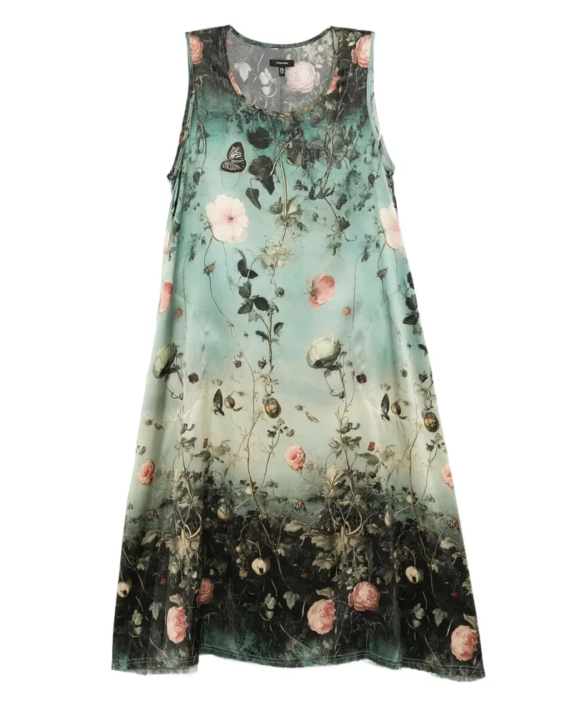 R13 Seidenkleid mit Blumen-Print - Grün Grün