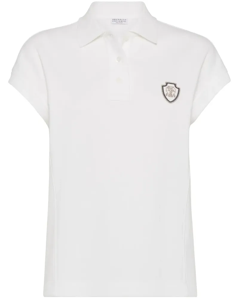 Brunello Cucinelli Poloshirt mit Logo-Patch - Weiß Weiß