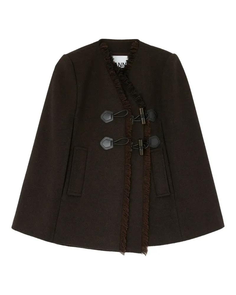 Ganni Cape aus brauner Wolle Braun