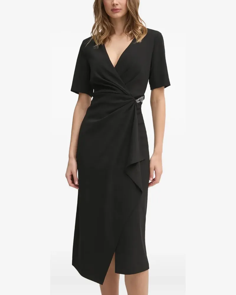 DKNY knot-detail wrap dress - Schwarz Schwarz