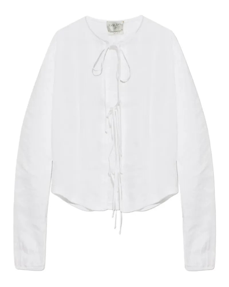 forte_forte striped tie-fastening shirt - Weiß Weiß