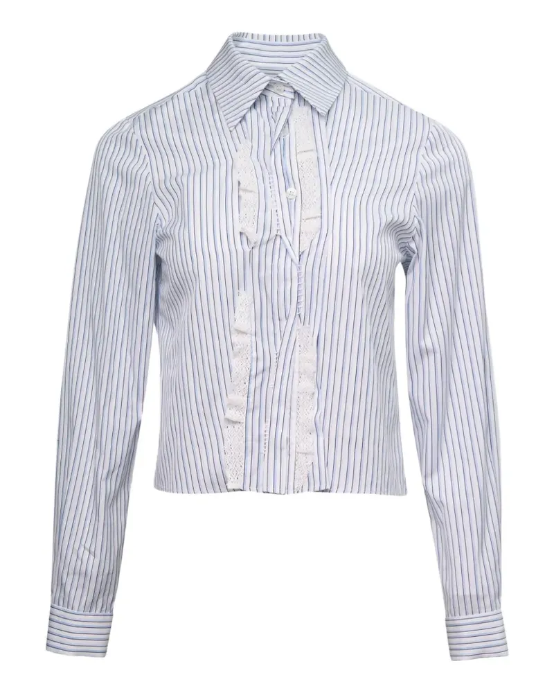 SHUSHU/TONG pin-tuck lace-trim blouse - Weiß Weiß