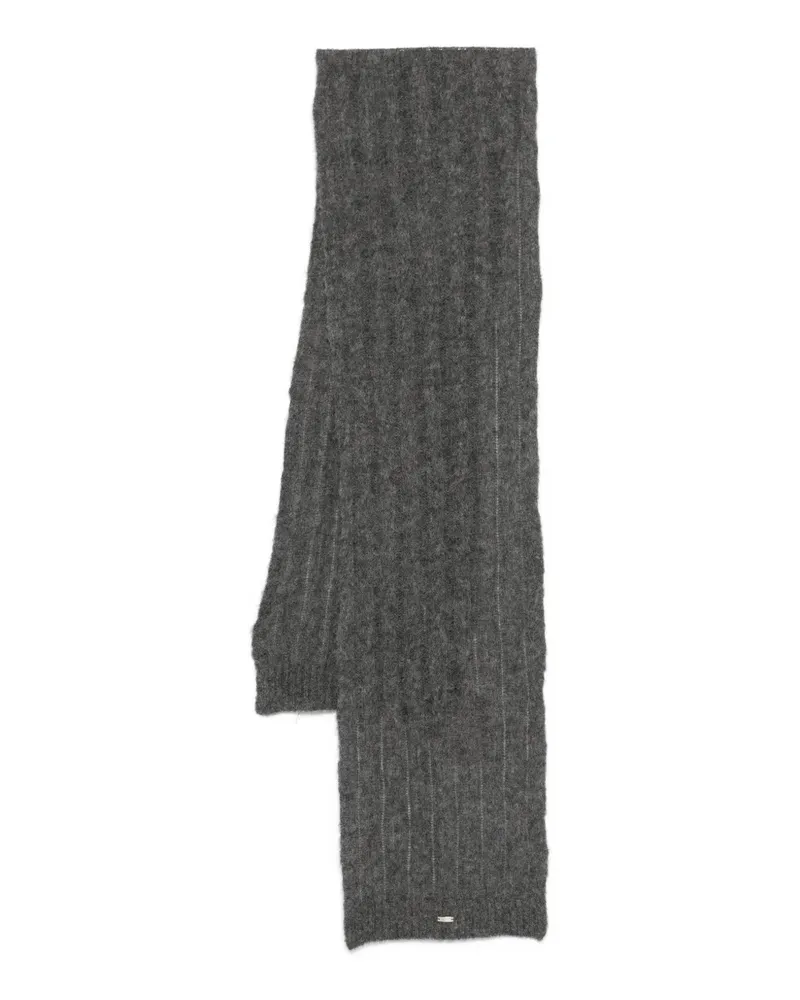 Herno Gerippter Strickschal mit Logo-Schild - Grau Grau