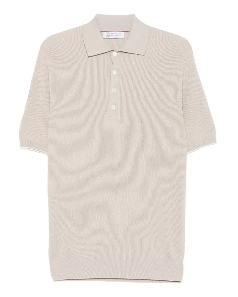 Brunello Cucinelli ribbed-knit polo shirt - Nude Nude