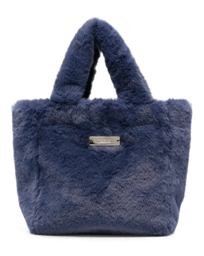 Herno Tote Bag mit Logo-Schild - Blau Blau